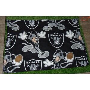 2012 Oakland Raiders Mickey Mouse Fleece Throw Blanket 48x36